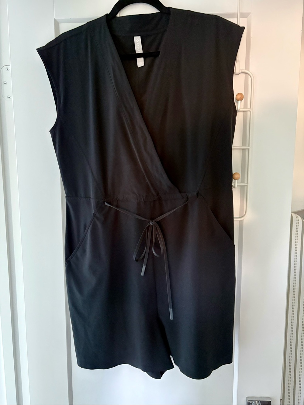 Athleta Black Sleeveless Romper with Tie